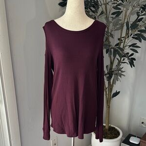 Sanctuary Deep Burgundy cold shoulder Long Sleeve Top